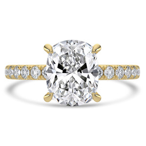 Cushion Diamond Hidden Halo Open Bridge Solitaire with Accents Engagement Ring in Yellow Gold (MVSLG1408-Y)