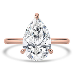 Pear Diamond Hidden Halo Solitaire with Accents Engagement Ring in Rose Gold (MVSLG1385-R)