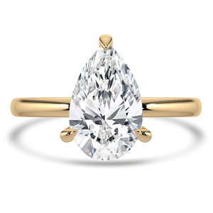 Pear Diamond Hidden Halo Solitaire with Accents Engagement Ring in Yellow Gold (MVSLG1384-Y)