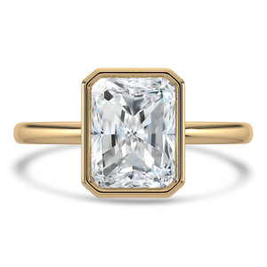 Radiant Diamond Bezel Set Open Bridge Solitaire Engagement Ring in Yellow Gold (MVSLG1367-Y)