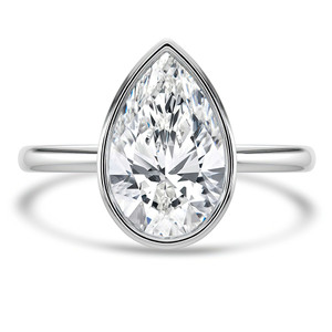 Pear Diamond Bezel Set Open Bridge Solitaire Engagement Ring in White Gold (MVSLG1365-W)