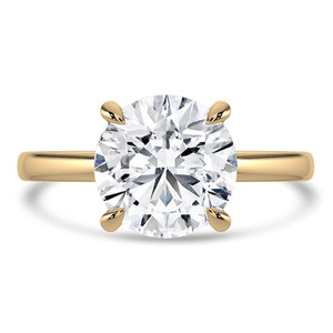 Round Diamond Hidden Halo Solitaire with Accents Engagement Ring in Yellow Gold (MVSLG1361-Y)