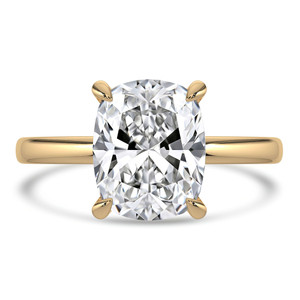 Cushion Diamond Hidden Halo Solitaire with Accents Engagement Ring in Yellow Gold (MVSLG1360-Y)