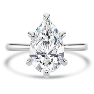 Pear Diamond Hidden Halo Solitaire with Accents Engagement Ring in White Gold (MVSLG1351-W)