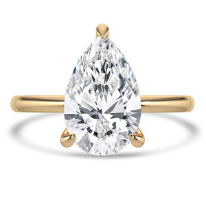 Pear Diamond Open Bridge Hidden Halo Solitaire with Accents Engagement Ring in Yellow Gold (MVSLG1347-Y)
