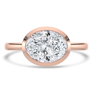 Oval Diamond Open Bridge Bezel Set Solitaire Engagement Ring in Rose Gold (MVSLG1341-R)