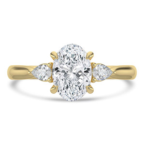 Oval Diamond Tapered Cathedral Open Bridge Three-Stone Engagement Ring in Yellow Gold (MVSLG1329-Y)