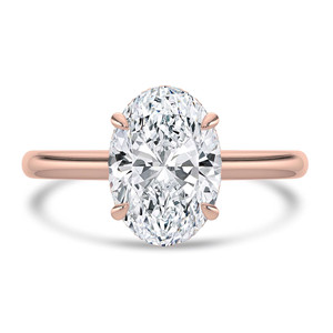 Oval Diamond Cathedral Open Bridge Hidden Halo Solitaire with Accents Engagement Ring in Rose Gold (MVSLG1326-R)
