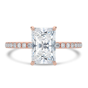 Radiant Diamond Hidden Halo Solitaire with Accents Engagement Ring in Rose Gold (MVSLG1325-R)