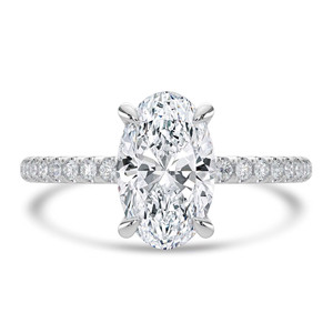Oval Diamond Open Bridge Solitaire with Accents Engagement Ring in White Gold (MVSLG1321-W)