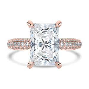 Radiant Diamond Hidden Halo Solitaire with Accents Engagement Ring in Rose Gold (MVSLG1315-R)