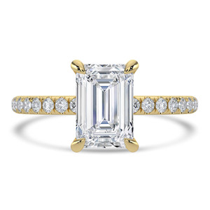 Emerald Diamond Hidden Halo Solitaire with Accents Engagement Ring in Yellow Gold (MVSLG1313-Y)