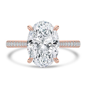 Oval Diamond Cathedral Tapered Pave Solitaire with Accents Engagement Ring in Rose Gold (MVSLG1620-R)
