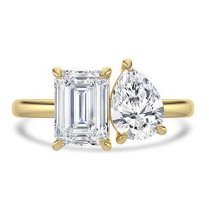 Emerald Diamond Toi  et Moi Engagement Ring in Yellow Gold (MVSLG1624-Y)