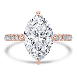 Marquise Diamond Hidden Halo Compass Set Solitaire with Accents Engagement Ring in Rose Gold (MVSLG1627-R)