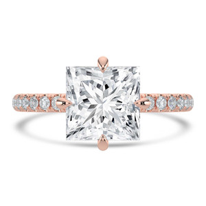 Princess Diamond Hidden Halo Compass Set Solitaire with Accents Engagement Ring in Rose Gold (MVSLG1629-R)