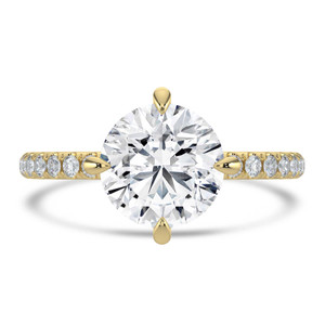 Round Diamond Hidden Halo Compass Set Solitaire with Accents Engagement Ring in Yellow Gold (MVSLG1631-Y)