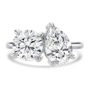 Round Diamond Toi et Moi Solitaire with Accents Engagement Ring in White Gold (MVSLG1634-W)