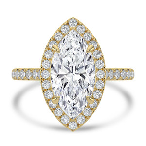 Marquise Diamond Marquise Halo Halo Engagement Ring in Yellow Gold (MVSLG1637-Y)