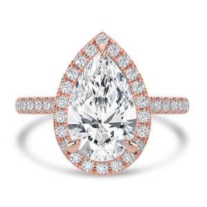 Pear Diamond Pear Halo Halo Engagement Ring in Rose Gold (MVSLG1639-R)