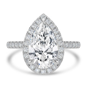 Pear Diamond Pear Halo Halo Engagement Ring in White Gold (MVSLG1639-W)