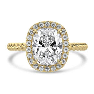 Cushion Diamond Cushion Halo with Twisted Band Halo Engagement Ring in Yellow Gold (MVSLG1641-Y)