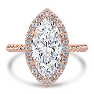 Marquise Diamond Marquise Halo with Twisted Band Halo Engagement Ring in Rose Gold (MVSLG1642-R)