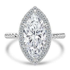 Marquise Diamond Marquise Halo with Twisted Band Halo Engagement Ring in White Gold (MVSLG1642-W)