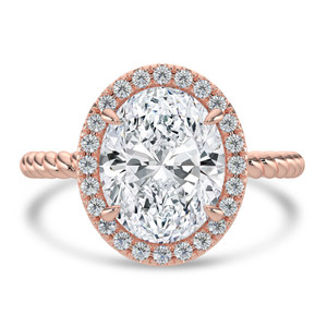 Oval Diamond Oval Halo with Twisted Band Halo Engagement Ring in Rose Gold (MVSLG1643-R)