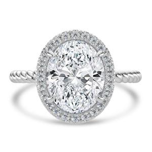 Oval Diamond Oval Halo with Twisted Band Halo Engagement Ring in White Gold (MVSLG1643-W)