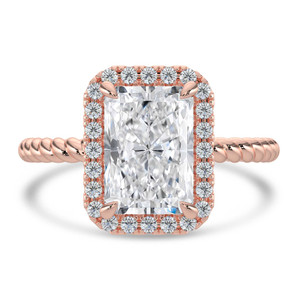 Radiant Diamond Radiant Halo with Twisted Band Halo Engagement Ring in Rose Gold (MVSLG1644-R)
