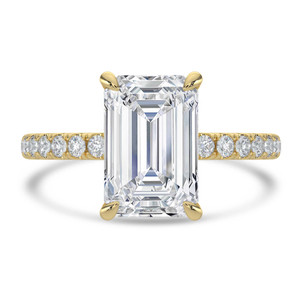 Emerald Diamond Solitaire with Accents Engagement Ring in Yellow Gold (MVSLG1647-Y)