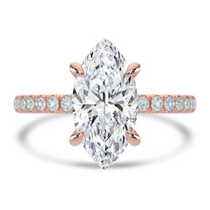 Marquise Diamond Solitaire with Accents Engagement Ring in Rose Gold (MVSLG1648-R)