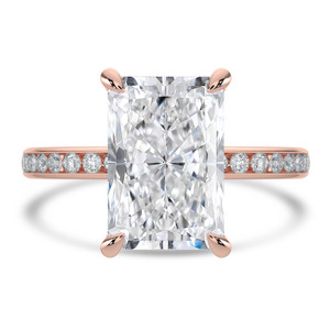 Radiant Diamond 6-Prong Channel Set Solitaire with Accents Engagement Ring in Rose Gold (MVSLG1670-R)