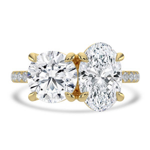 Round Diamond with Accents Toi  et Moi Engagement Ring in Yellow Gold (MVSLG1679-Y)