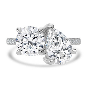 Round Diamond with Accents Toi  et Moi Engagement Ring in White Gold (MVSLG1680-W)
