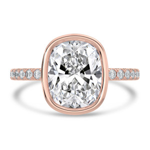 Cushion Diamond Bezel Set Solitaire with Accents Engagement Ring in Rose Gold (MVSLG1681-R)