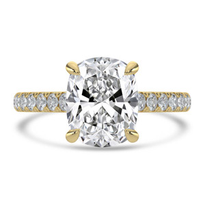 Cushion Diamond Cathedral Solitaire with Accents Engagement Ring in Yellow Gold (MVSLG1682-Y)