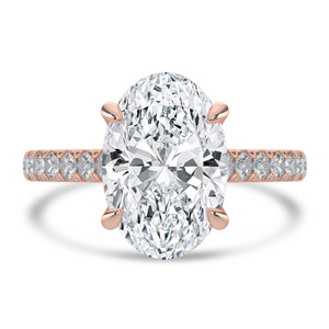 Oval Diamond Cathedral Solitaire with Accents Engagement Ring in Rose Gold (MVSLG1685-R)