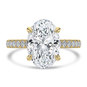 Oval Diamond Cathedral Solitaire with Accents Engagement Ring in Yellow Gold (MVSLG1685-Y)