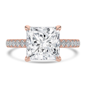 Princess Diamond Cathedral Solitaire with Accents Engagement Ring in Rose Gold (MVSLG1687-R)