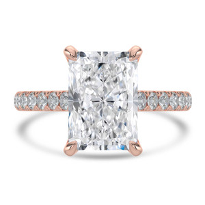 Radiant Diamond 6-Prong Cathedral Solitaire with Accents Engagement Ring in Rose Gold (MVSLG1688-R)