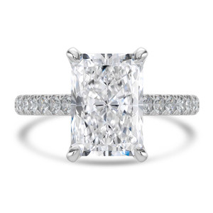 Radiant Diamond 6-Prong Cathedral Solitaire with Accents Engagement Ring in White Gold (MVSLG1688-W)