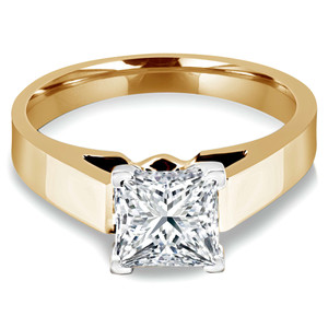 Princess Lab Created Diamond Cathedral Solitaire Engagement Ring in Yellow Gold (MVSLG1004-Y)