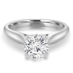 Round Lab Created Diamond Cathedral Solitaire Engagement Ring in White Gold (MVSLG1009-W)