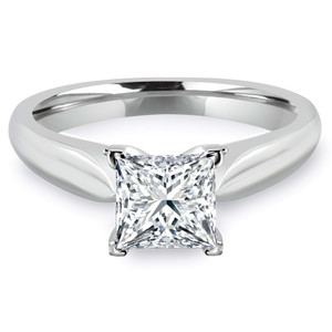 Princess Lab Created Diamond Cathedral Solitaire Engagement Ring in White Gold (MVSLG1010-W)
