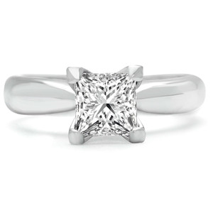 Princess Lab Created Diamond Tapered Cathedral Solitaire Engagement Ring in White Gold (MVSLG1012-W)