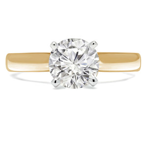 Round Lab Created Diamond Pinched Cathedral Solitaire Engagement Ring in Yellow Gold (MVSLG1014-Y)