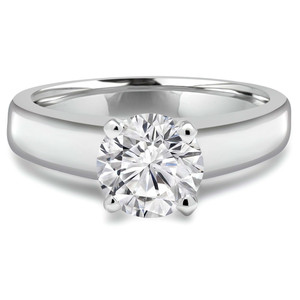 Round Lab Created Diamond Reverse Tapered Cathedral Solitaire Engagement Ring in White Gold (MVSLG1019-W)