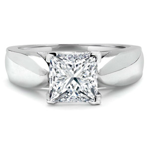 Princess Lab Created Diamond Pinched Cathedral Solitaire Engagement Ring in White Gold (MVSLG1020-W)